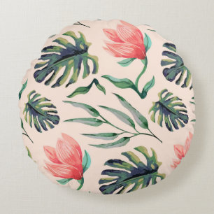 Wonderful Botanical Floral Design Round Cushion