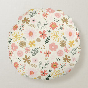 Wonderful Botanical Floral Design Round Cushion