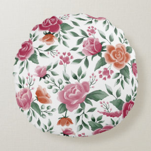 Wonderful Botanical Floral Design Round Cushion
