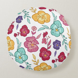 Wonderful Botanical Floral Design Round Cushion