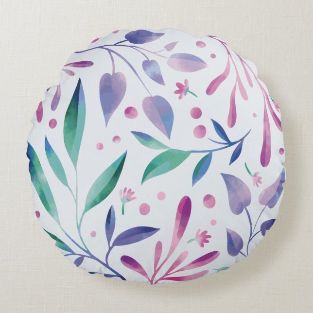Wonderful Botanical Floral Design Round Cushion (Front)