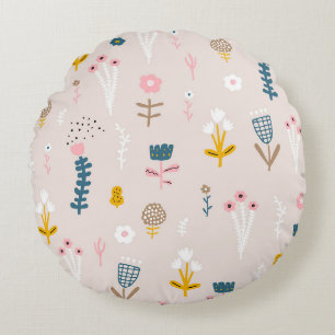 Wonderful Botanical Floral Design Round Cushion