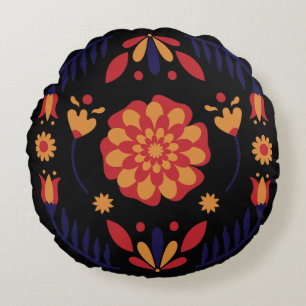 Wonderful Botanical Floral Design Round Cushion