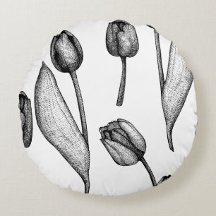 Wonderful Botanical Floral Design Round Cushion
