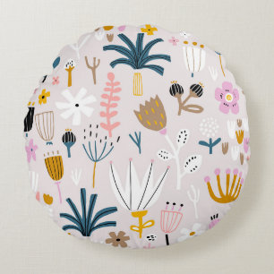 Wonderful Botanical Floral Design Round Cushion