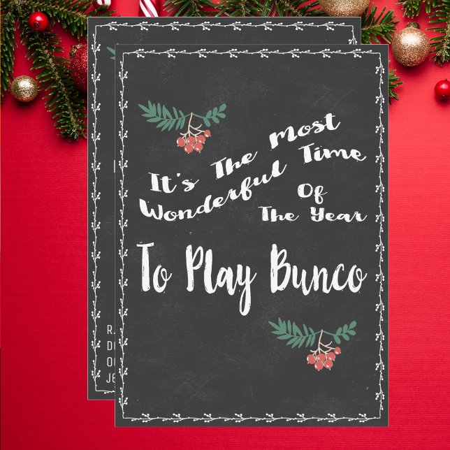 Wonderful Bunco Christmas Theme Invitation (Christmas Holiday Bunco Party Invitation. Paper or digital. )