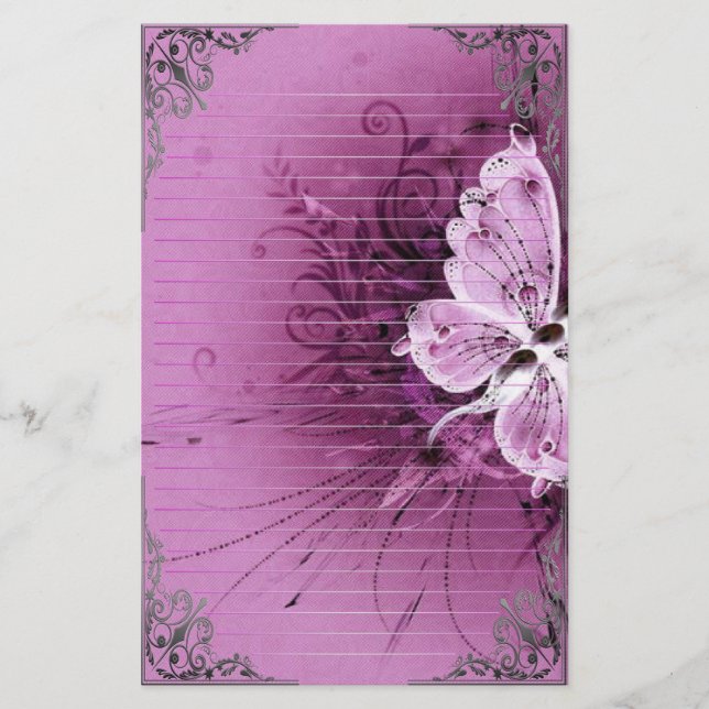 Wonderful Butterflies Pixel Art Stationery (Front)