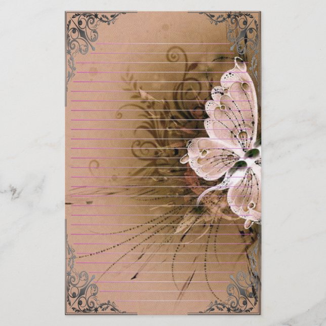 Wonderful Butterflies Pixel Art Stationery (Front)