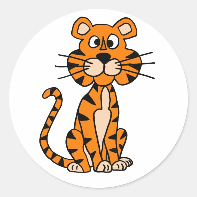 Wonderful Cartoon Tiger Design Classic Round Sticker (Front)