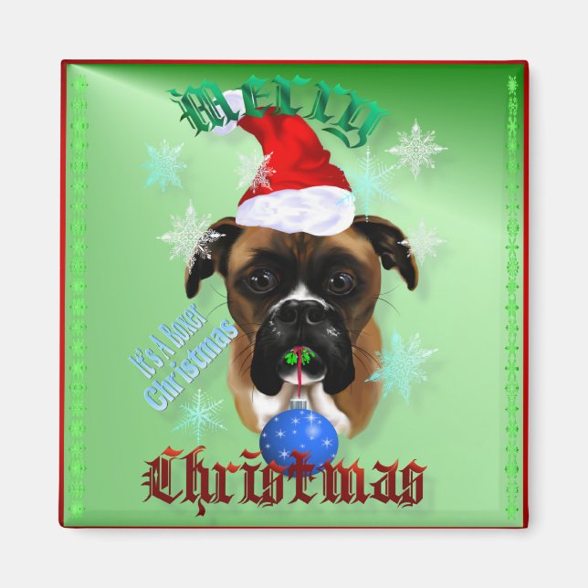 Wonderful-Christmas Boxer Dog Magnets (Front)