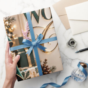 Wonderful Christmas Emerald Gold Wrapping Paper