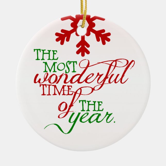 Wonderful Christmas Holiday Personalised Ornament (Front)