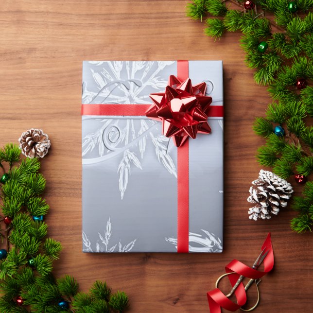 Wonderful Christmas, Silver, Glass Snowflakes Wrapping Paper (Holiday Gift)