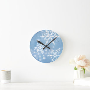 Wonderful Christmas Snow Round Clock