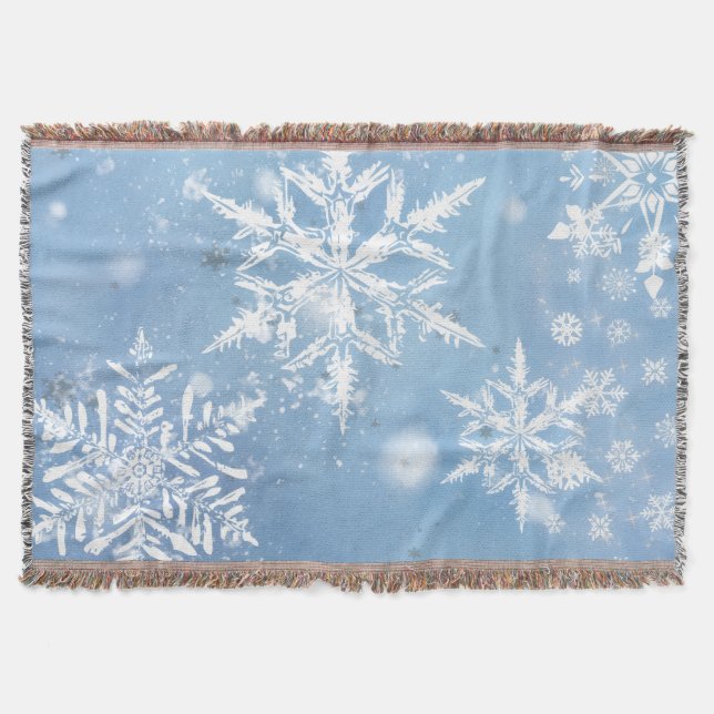 Wonderful Christmas Snow Throw Blanket (Front)