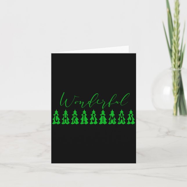 Wonderful Christmas Tree Green Tygraphy  Card (Front)