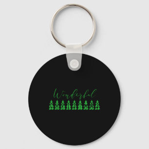 Wonderful Christmas Tree Green Tygraphy Key Ring