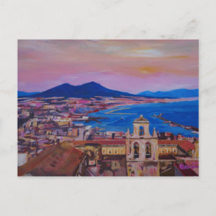 Wonderful City View of Naples with Mount Vesuv Postcard