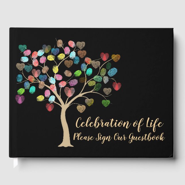 Wonderful Colourful  fingerprint tree Photo Heart Guest Book (Front)