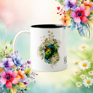 Wonderful colourful horse with flowers Two-Tone coffee mug