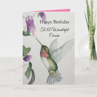 Wonderful Cousin Birthday Hummingbird Card