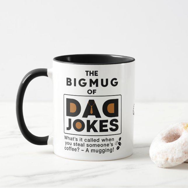 Wonderful Dad Jokes Design Text Typography Mug (With Donut)