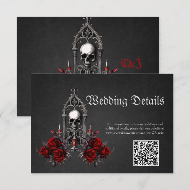 Wonderful dark gothic wedding design. enclosure card (Front/Back)