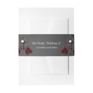 Wonderful dark gothic wedding design. invitation belly band