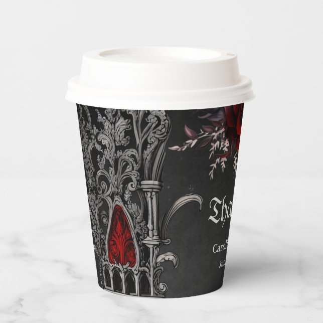 Wonderful dark gothic wedding design.  paper cups (Front)