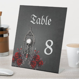 Wonderful dark gothic wedding design. pedestal sign