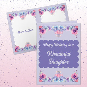 Wonderful daughter flowers purple birthday card
