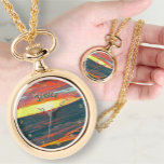 Wonderful Day 1490 Necklace Watch<br><div class="desc">Painting "Wonderful Day 1490" Collection Personalise on the product page or click the "Customise" button for more design options. Design created from my painting "Wonderful Day 1490" captures the end of a beautiful day and children relaxing on the warm sand north of Hotel Krystal in Puerto Vallarta, Mexico. Matching products...</div>