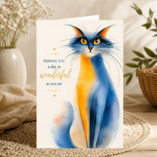 Wonderful Day Cat Watercolor Inspirational Card