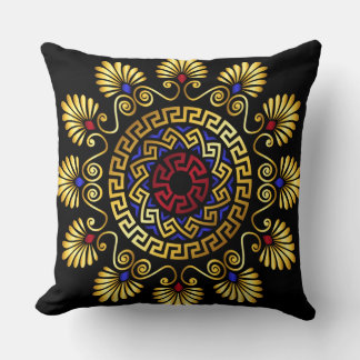 Wonderful decorative antique greek key gold black cushion
