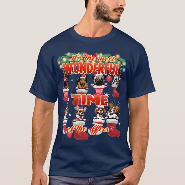 Wonderful Dogs Christmas Celebration Family girl T-Shirt (Front)