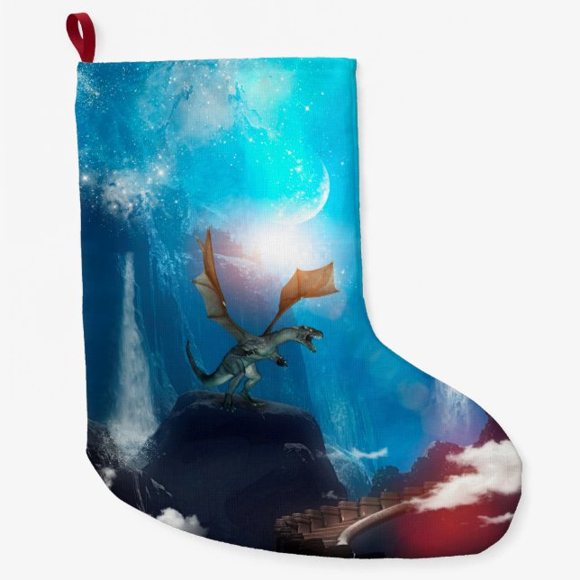 Wonderful dragon in the night large christmas stocking (Front)