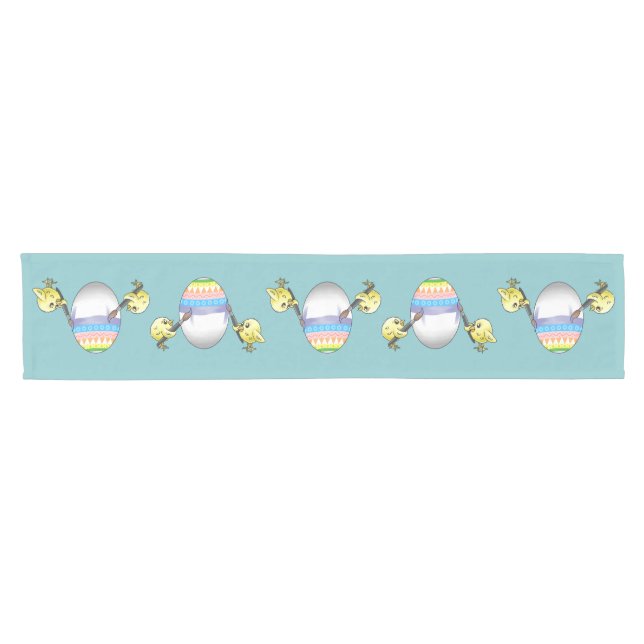 Wonderful Easter chicks paint a Easter egg Short Table Runner (Horizontal)