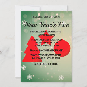 Wonderful, Elegant, Red  New Year Balls Invitation