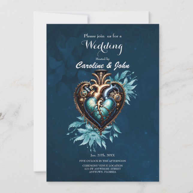 Wonderful elegant steampunk heart. invitation (Front)