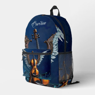 Wonderful elegant violin with wings. printed backpack