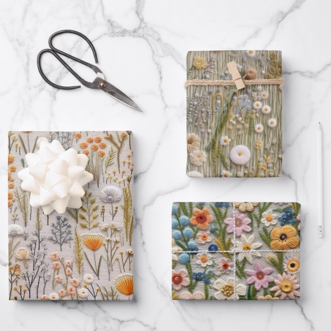 Wonderful Embroidery Wrapping Paper Sheets (Front)