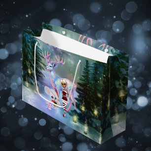 Wonderful fantasy reindeer  large gift bag