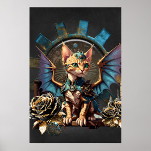 Wonderful fantasy steampunk cat. poster
