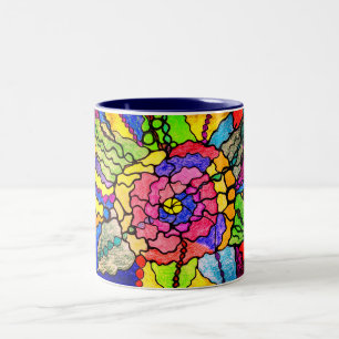 Wonderful Flower Abstract Modern Art Two-Tone Coffee Mug