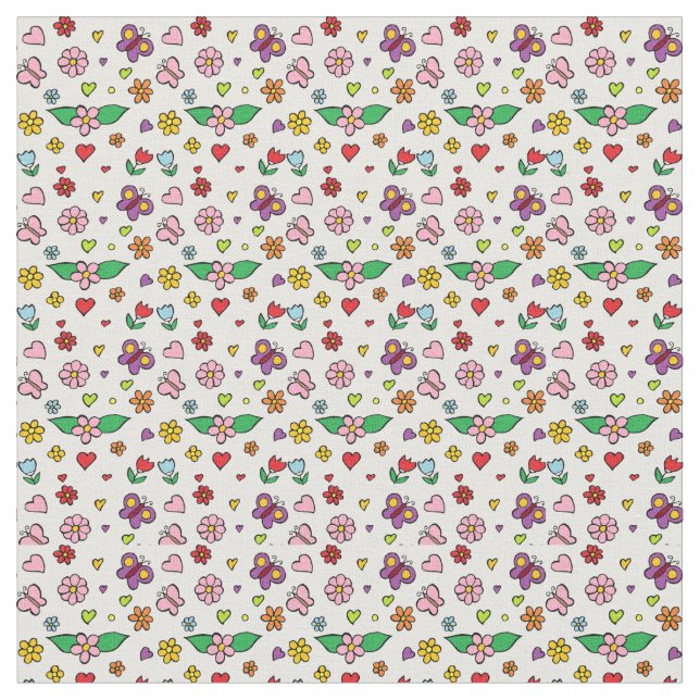 Wonderful Flowers  Design Fabric (Close Up)