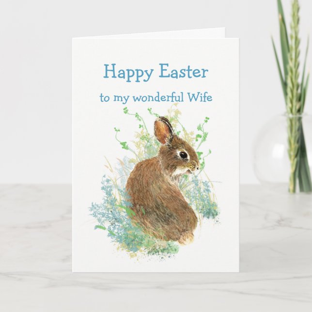Wonderful Friend Wife Easter Cute Bunny Rabbit Holiday Card (Front)