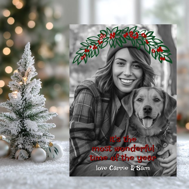 Wonderful Garland Wreath CUSTOM PHOTO Christmas Holiday Card (Wonderful Garland Wreath CUSTOM PHOTO Christmas Holiday Card
)