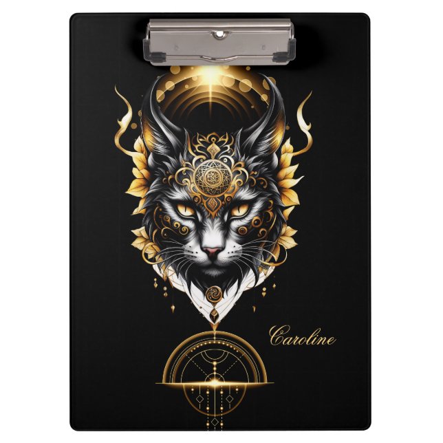 Wonderful gold black cat. clipboard (Front)