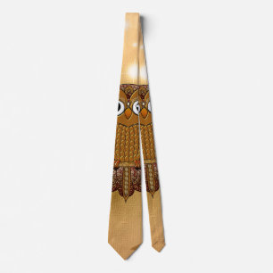Wonderful golden owl tie