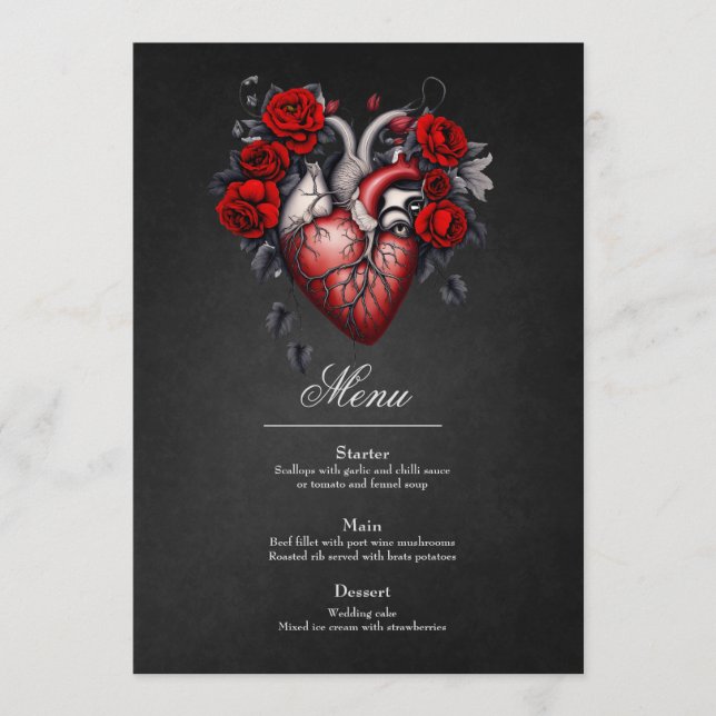 Wonderful gothic Victorian heart Menu (Front)